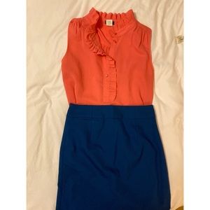 J. Crew Sleeveless Ruffled Collar Blouse | Coral | Size 0
